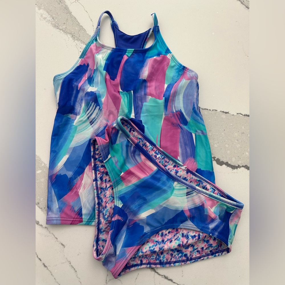 GUC Athleta Kids Multicolor Tankini Set - Size Youth Large (12)